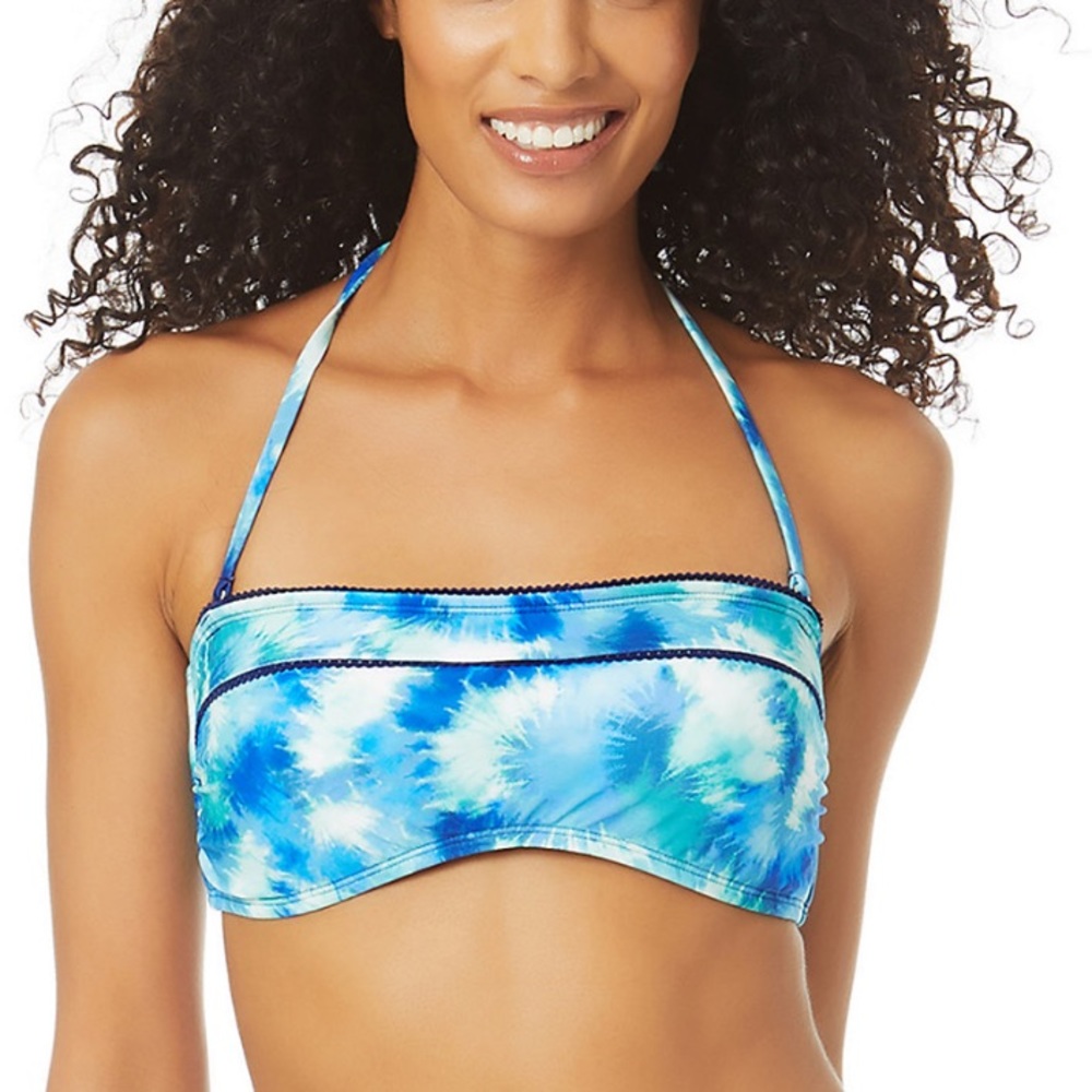 NWT California Waves Festival Convertible Bandeau Swimsuit Bikini Top Blue SZ XL - Picture 2 of 4